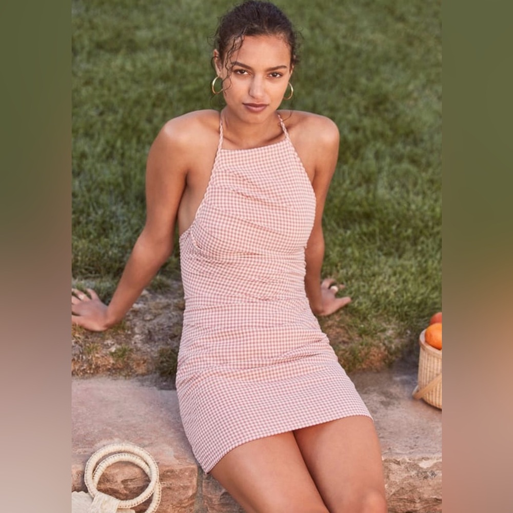 New Lulu’s Summery Little Thing Pink Gingham Sleeveless Dress Size Small